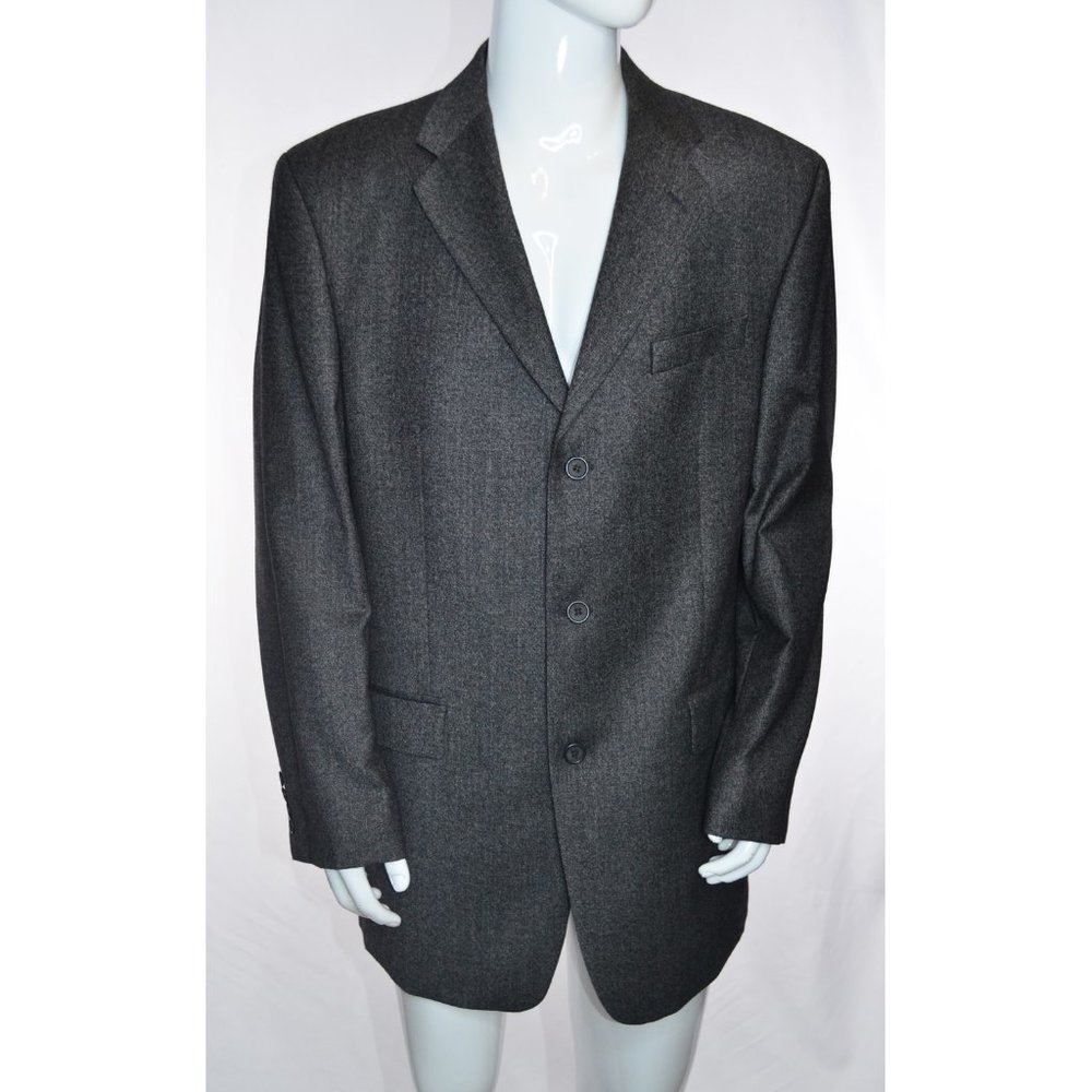 Calvin Klein Pure New Wool Made In Canada 3 Button Front Blazer Heather Gray 42L